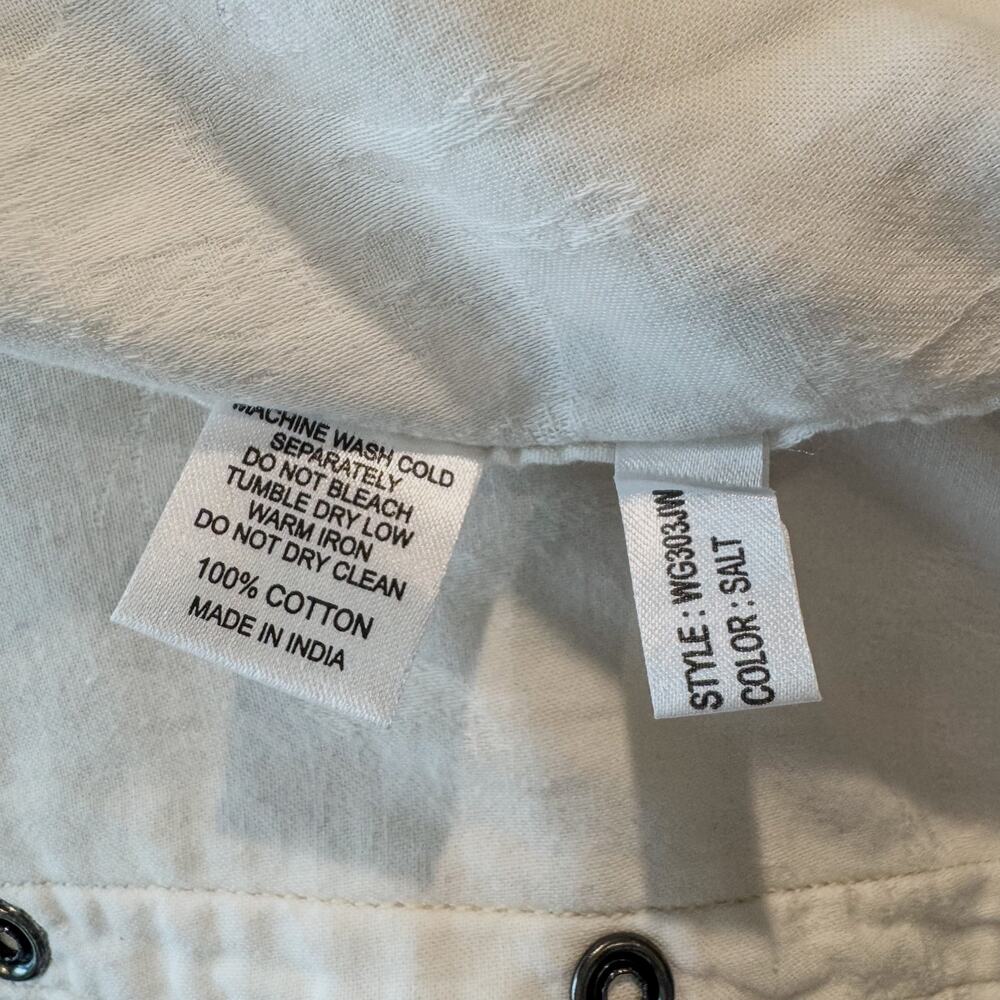 Barn Fly Trading, 100% Cotton White Western Snap Button Shirt, Women's Medium - Picture 10 of 11